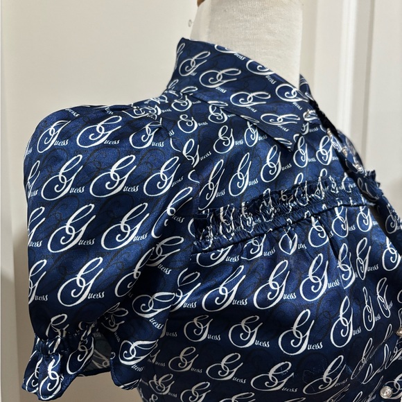 Vintage Guess Navy Blue Button Down Shirt - Picture 6 of 10